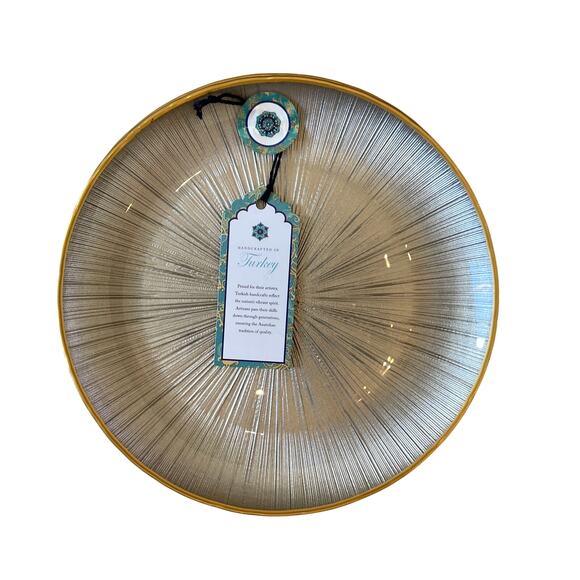 Gorgeous Champagne & Gold Turkish Glass Appetizer Dessert Plates 8" Set 4 New - Picture 2 of 13